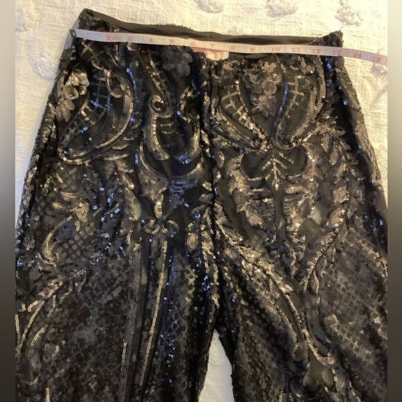 Club L London Sz 6 Black pants sheer, sequins, party, night - Picture 9 of 12